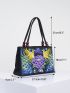 Stylish Floral Embroidered Handbag, Trendy Zipper Canvas Bag, Women's Fashion Purses