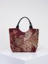 Vintage Handbags For Women, Ladies Travel Hobo Bags Tote With Bling Sequins Phoenix Embroidered