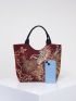 Vintage Handbags For Women, Ladies Travel Hobo Bags Tote With Bling Sequins Phoenix Embroidered