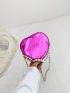 Mini Heart Shape Novelty Bag Metallic Faux Pearl Decor