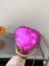 Mini Heart Shape Novelty Bag Metallic Faux Pearl Decor