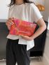 Color Block Envelope Bag Chevron Detail Flap PU Fashionable