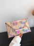 Medium Flap Envelope Bag Fashionable Colorblock Chevron Pattern