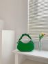 Medium Hobo Bag Ruched Handle Solid Color