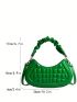 Medium Hobo Bag Ruched Handle Solid Color