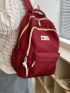 Letter Patch Decor Classic Backpack Medium Zipper