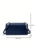 Minimalist Phone Wallet Zipper Genuine Leather Touching Screen Blue Portable