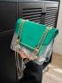 Small Square Bag Two Tone Clear Design Letter Embossed Detail Chain Strap