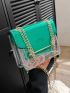 Small Square Bag Two Tone Clear Design Letter Embossed Detail Chain Strap