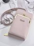 Pink Phone Wallet Letter Detail Kiss Lock