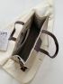 Letter Graphic Two Tone Top Handle Bag