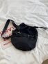 Medium Bucket Bag Minimalist Black Drawstring Design