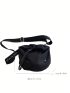 Medium Bucket Bag Minimalist Black Drawstring Design
