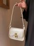 Small Flap Square Bag Metal Decor Turn Lock