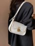 Small Flap Square Bag Metal Decor Turn Lock