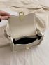 Small Flap Square Bag Metal Decor Turn Lock