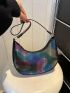 Small Hobo Bag Colorblock Chevron Pattern