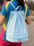 Minimalist Classic Backpack Zipper Medium Blue Sports Bag Aesthetic