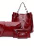 4pcs Bag Set Tote Bag Square Bag Women Purse Solid Color, Best Work Bag For Women