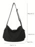 Oversized Crossbody Bag Solid Color Canvas