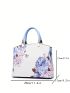 Flower Graphic Square Bag Medium Double Handle