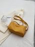 Letter Patch Decor Hobo Bag Medium Zipper