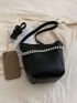 Small Bucket Bag Litchi Embossed Chain Decor
