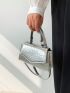 Mini Flap Square Bag Crocodile Embossed Metallic Funky