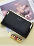 Letter Print Phone Wallet Black Credit Card Holder For Daily