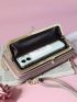 Letter Print Phone Wallet Dusty Pink Credit Card Holder For Daily