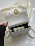 Quilted Square Bag White Flap For Work