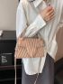 Mini Square Bag Chevron Pattern Flap For Daily