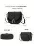 Black Saddle Bag Metal Decor Adjustable Strap For Daily, Mothers Day Gift For Mom