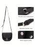 Black Saddle Bag Metal Decor Adjustable Strap For Daily, Mothers Day Gift For Mom