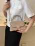 Small Novelty Bag Khaki Metal Decor Flap For Daily
