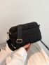 Quilted Square Bag Black Adjustable Strap For Daily