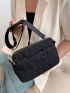 Quilted Square Bag Black Adjustable Strap For Daily