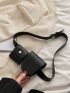 Crocodile Embossed Belt Bag Black Fashionable For Daily