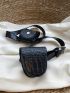 Crocodile Embossed Belt Bag Black Fashionable For Daily