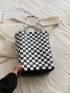 Small Bucket Bag Two Tone Braided Design Rattan