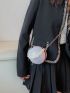 Mini Circle Bag Sequin Decor Chain Strap