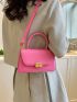 Metal Decor Square Bag Flap PU Pink Fashionable