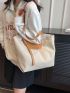 Large Shoulder Tote Bag Letter Embossed