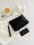 Embossed Detail Square Bag Minimalist Black
