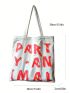 Letter Graphic Shopper Bag Small Preppy Portable