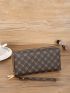 Geometric Pattern Long Wallet Zipper