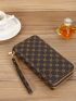 Geometric Pattern Long Wallet Zipper