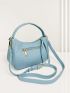 Braided Design Hobo Bag Small Zipper Blue