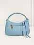 Braided Design Hobo Bag Small Zipper Blue