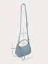 Braided Design Hobo Bag Small Zipper Blue
